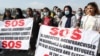 KYRGYZSTAN -- Afghan refugees protest in front of the U.S. embassy in Bishkek, August 19, 2021